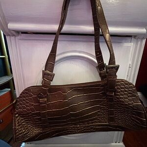 Bisou Bisou Brown Croc-Embossed Clutch